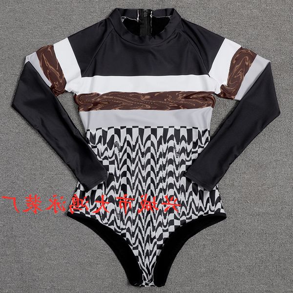 

new bikini long sleeve sunscreen conservative print one piece swimsuit brand