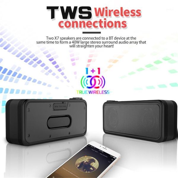 

outdoor ipx7 waterproof speaker wireless bluetooth speakers tws stereo sound box 20w subwoofer support u disk aux in with mic1