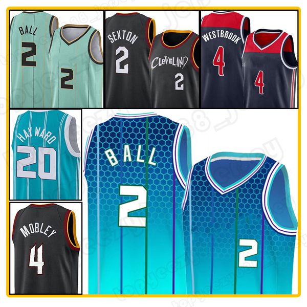 

lamelo 2 ball gordon 20 hayward basketball jersey mens russell 4 westbrook evan collin 2 sexton mobley retro hakeem 34 olajuwon 75th anniver, Black;red