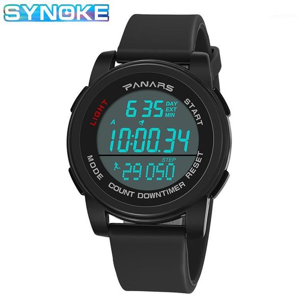 

synoke men sport digital watches led display waterproof swatch relogio masculino pedometer alarm clock electronic watch men1, Slivery;brown