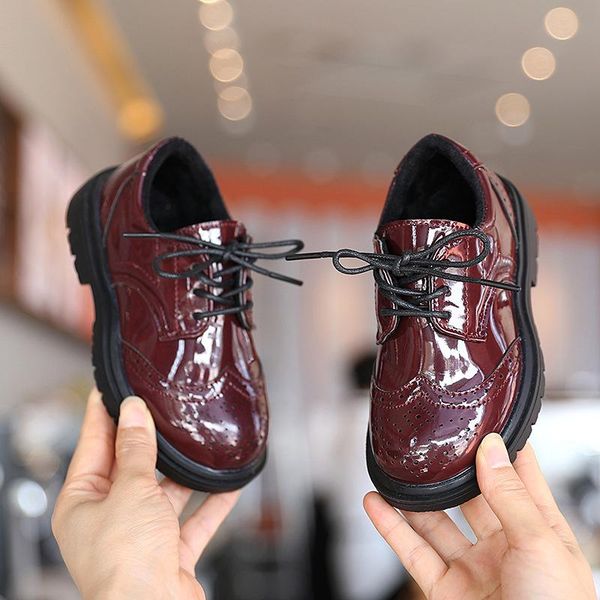 

flat shoes spring autumn kids for boys british style children' casual sneakers pu leather fashion leisure syy186, Black;grey