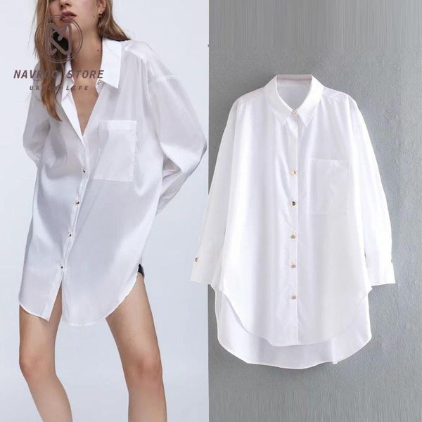 

navrdo 2020 oversized blouse white button up shirts women summer fashion ladies long sleeve big size woman long shirt