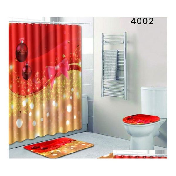 

christmas shower curtain set with mat seat cover polyester waterproof bath curtain non sqcyyx ppshop01