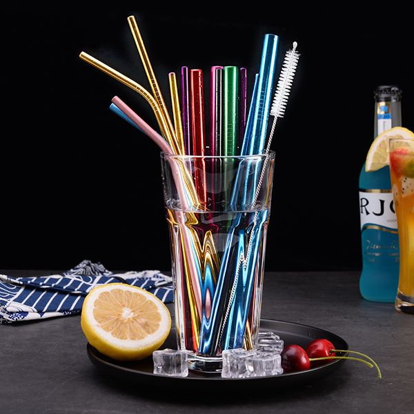 

reusable whosale 215*6 cm 304 stainless steel metal drinking straw for party bar accessories bent straight straws8gpu