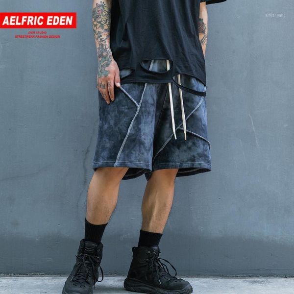 

aelfric eden hip hop tie-dye cargo shorts men 2020 summer harajuku joggers casual short streetwear loose knee length track pants1, White;black