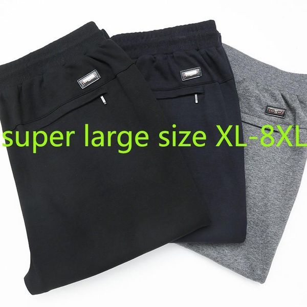 

new arrival fashion suepr large men autumn pants casual full length elastic waist plus size xl 2xl 3xl 4xl 5xl 6xl 7xl 8xl, Black