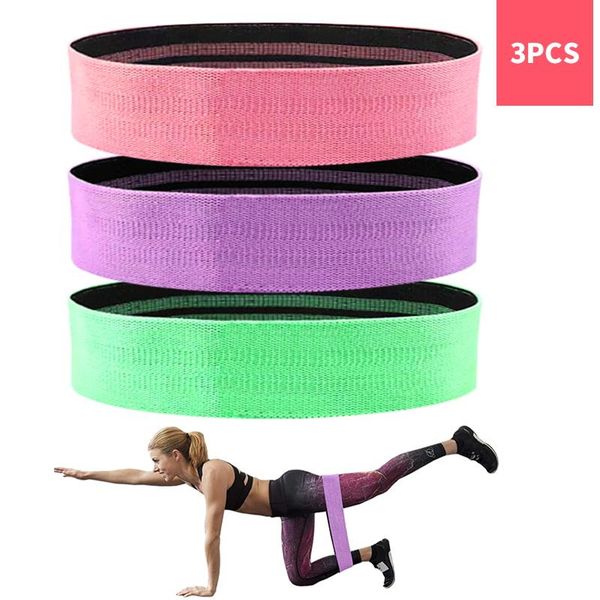 

resistance bands 3pcs cotton yoga band fitness anti-slip squats hips training braided elastic workout hip loop expander