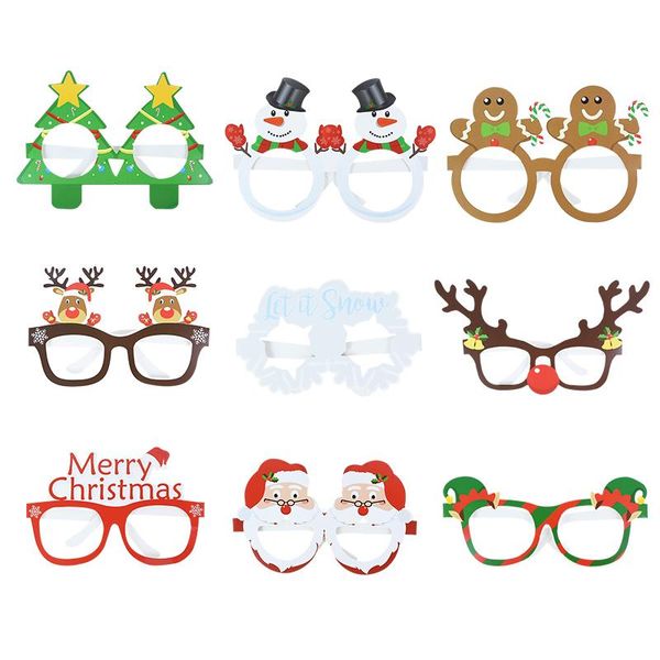 

9pcs christmas glasses snowman santa claus deer design p booth props xmas party paper eyeglasses new year 2021 decoration wmtyxc