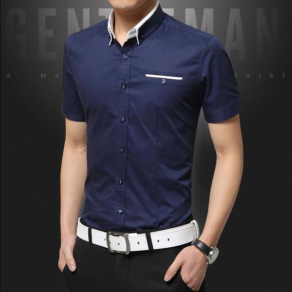 

2021 new summer casual shirt men good quality mens dress shirts solid slim fit short sleeve mens clothing asian size 5xl, White;black