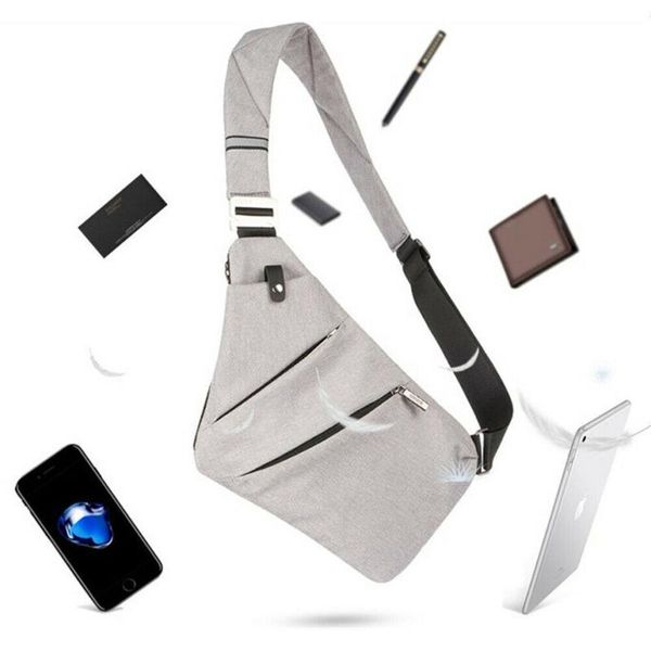 

men's boys sling with usb charging chest man pack crossbody shoulder bags[black