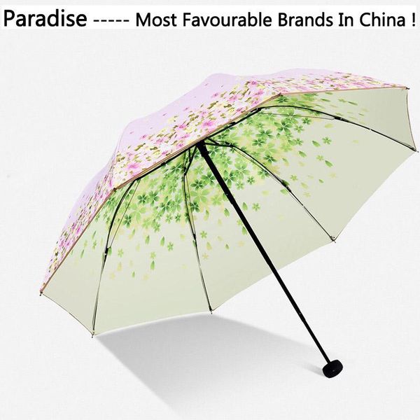 

anti-uv umbrella rain women girl flower double cloth men 3 folding light durable 8k strong umbrellas kids rainy sun wholesale
