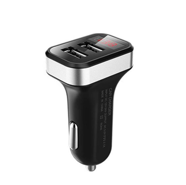 

cross-border digital display led display car charger 3.1a dual usb car charger to monitor car voltage and current