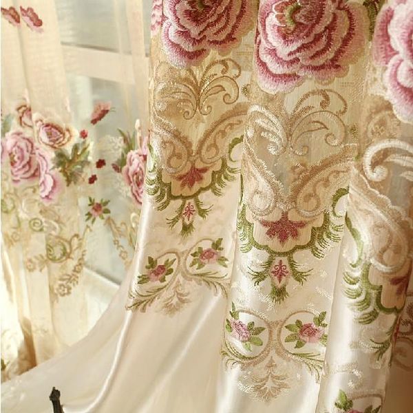 

curtain & drapes european-style embroidered curtains yarn water-soluble embroidery factory directly sells wholesale butterfly love flowers