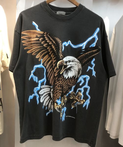 Herren T-Shirts 2021 Sommer Neue Ins Super Fire Tide Marke 3D Eagle Dapeng Flügeldruck High Street Herren Lose Kurzarm T-Shirt