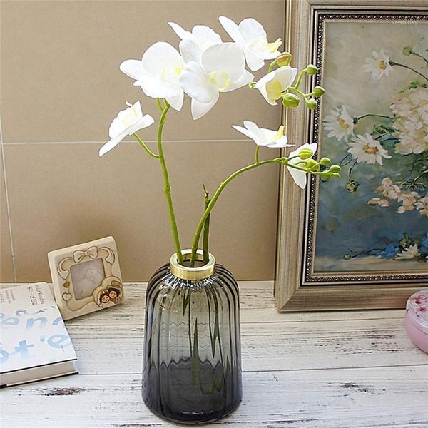 

decorative flowers & wreaths 2 forks 3d artificial butterfly orchid flower simulation green plant silk real touch bouquet for home wedding d