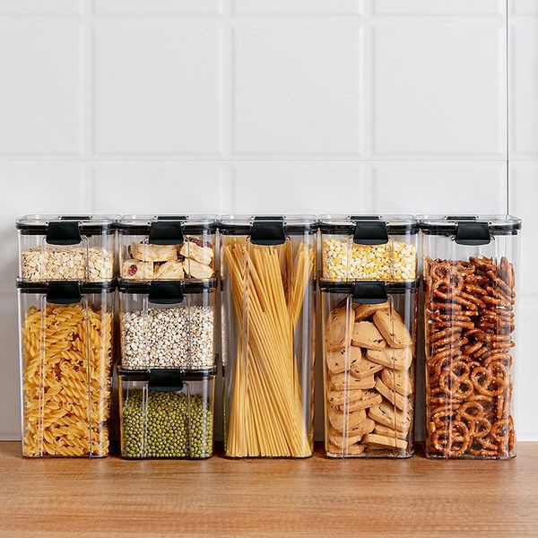 

kitchen storage box storage container plastic jars cereal sealed can refrigerator noodle multigrain container