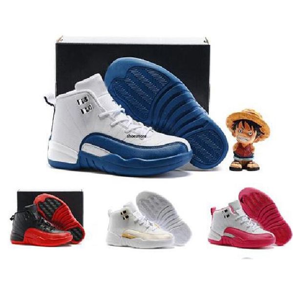 

shoes kids children's white basketball black 12 ovo 12s wolf grey boys girls athletic sports seakers