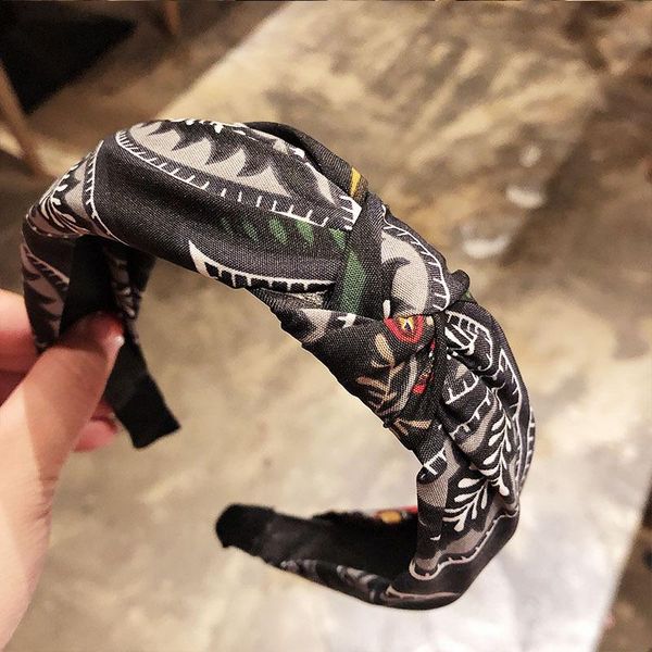 

women's printed fabric headbands knotted hairband for women hair accessories girl hair bands stripe head wrap korean h wmtkkj, Black;brown