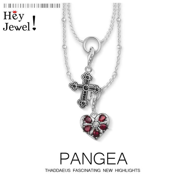 

chains charm necklace cross & heart,2021 spring fashion jewelry europe 925 sterling silver bijoux vintage gift for women girls