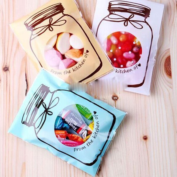 

gift wrap 100pcs/set self-adhesive biscuits cookies cakes packaging bags opp transparent wedding party candy cookie wrapping bag