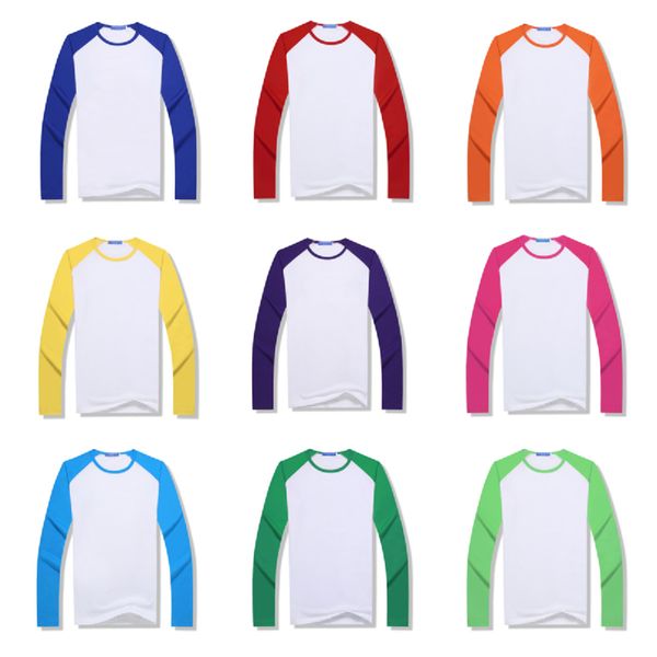 

sublimation blank t-shirt thermal heat transfer printing t shirt diy logo blouse tees parent child patchwork raglan tshirt g10606, White