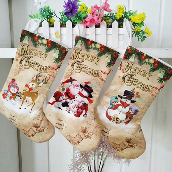 

1pc cloth christmas stockings pendant ornaments small boots pendant christmas pattern print gift bag party home decor supplies