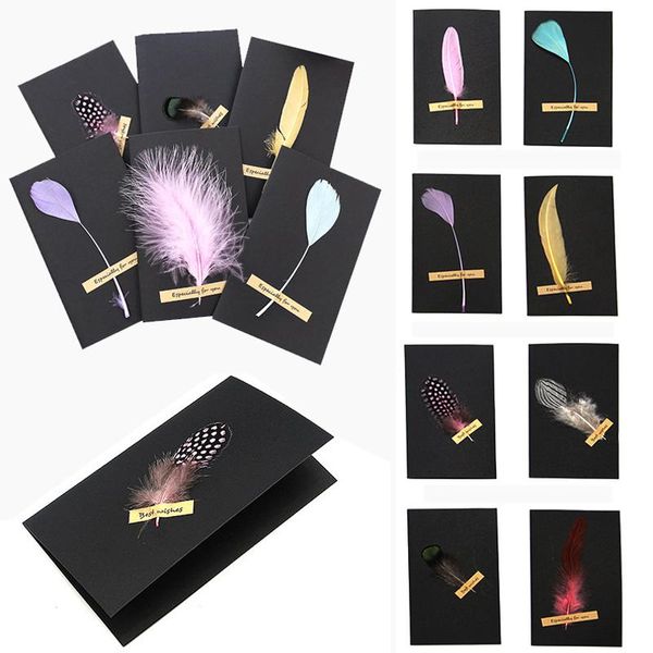 

2 pcs creative greeting card with dried flowers+papercard folding type greeting cards for festival wedding thanksgiving birthday