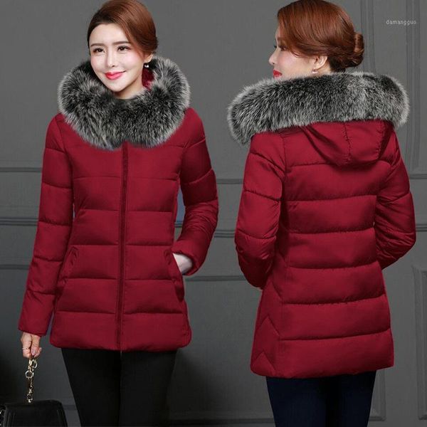 

autumn winter warm jacket female 2020 fashion winter coat women false collar down cotton parkas large size 5xl female coat1, Black