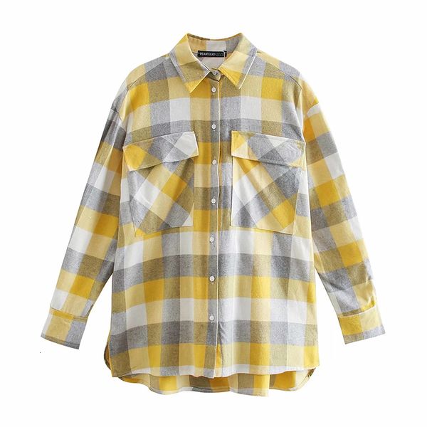 

2021 women blouses turn-down collar spring jacket plaid all-match bf long sleeve loose outwear harajuku female chic, Black;brown