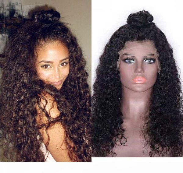 

brazilian lace front wigs 130% density water wave human hair glueless lace wigs pre plucked with baby hair, Black;brown