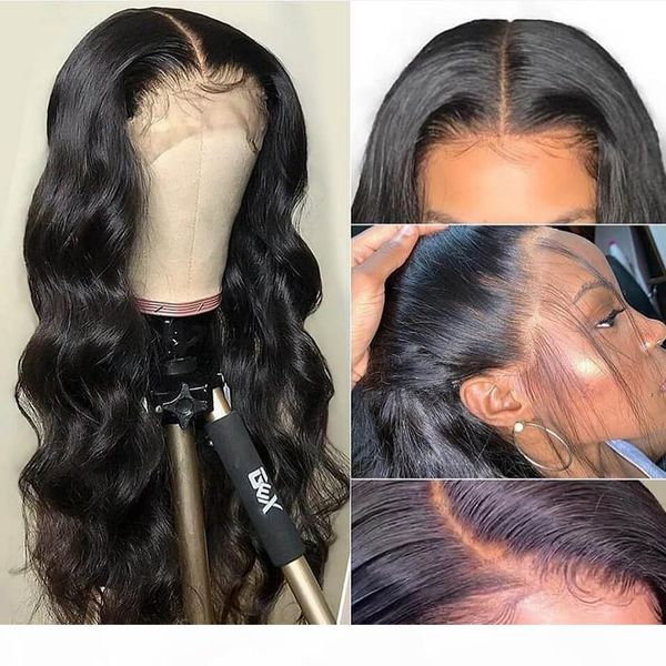 

360 lace frontal wig body wave wigs pre plucked with baby human hair brazilian 360 full hd front closure 30 inch for black women, Black;brown