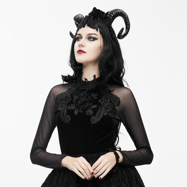 

women's t-shirt eva lady women's gothic mesh long sleeved vintage slim fit party prom t-shirts1, White