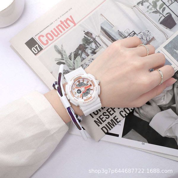 

new multifunctional sports electronic watch double display student watch chaorenyuansu color jelly children's watch, Silver