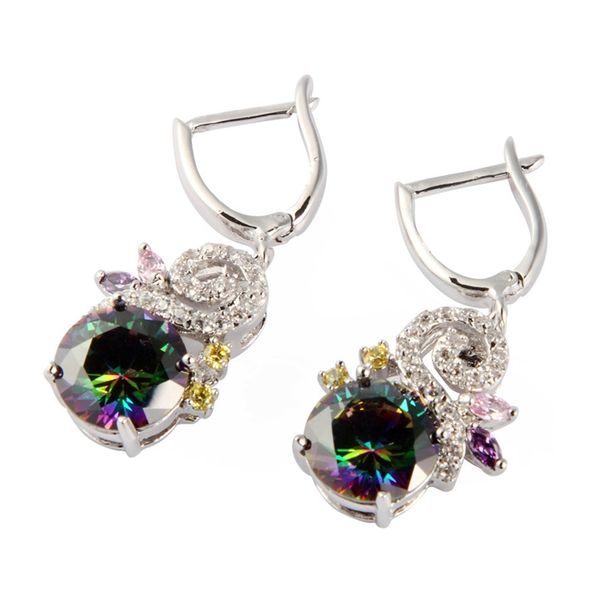 

shunxunze costly fancy engagement wedding earrings for women's clothing accessories dropshipping rainbow cubic zirconia rhodium plated, Golden;silver