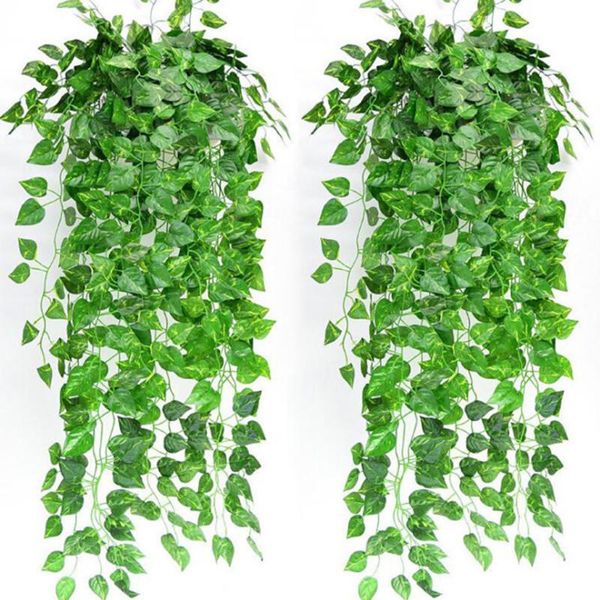 

decorative flowers & wreaths 1pcs artificial fake hanging vine plant leaves garland home garden wall decoration green