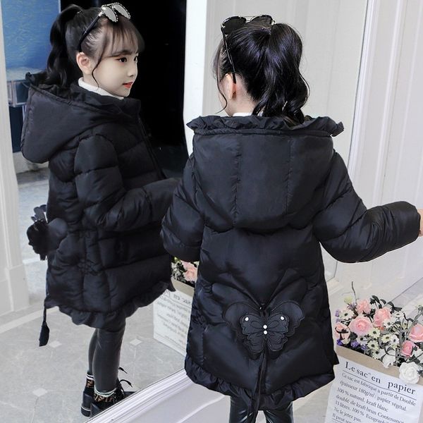 

girls' winter down cotton padded jacket with thickened warm cotton padded jacket, Blue;gray