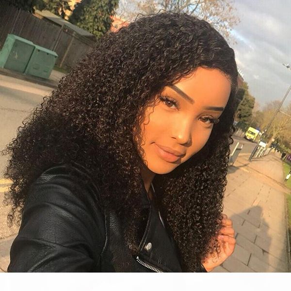 

curly brazilian human hair 13x4 lace front wigs soft remy human hair kinky curly 360 lace frontal wigs pre plucked full lace wigs, Black