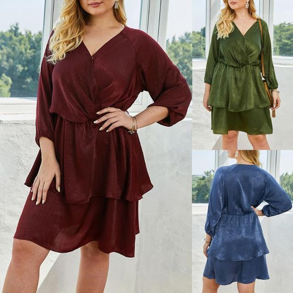 

casual dresses women solid fold dress velvet silk satin v-neck loose sundress plus size mini slim was thin vintage vestidos1, Black;gray