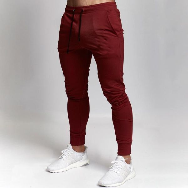 

men's pants brand gym casual solid color drawstring sports k49 pantalon homme jogger hombre streetwear trousers, Black