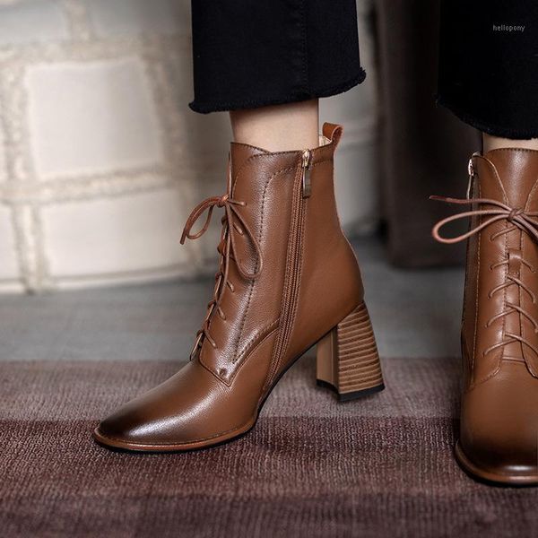 

bright2021 british short women's high fall / winter new comfortable thi heels square toe fashion boots1, Black