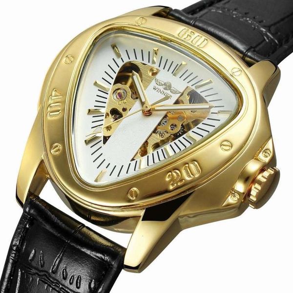 

tiktok hollowed mechanical watch kwai t-winner man automatic watch vibrato fast watch, Slivery;brown