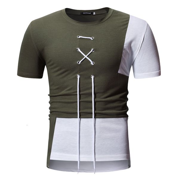 

cotton t shirts 2020 summer short-sleeved stitching t-shirt men's self-cultivation casual clothing, White;black
