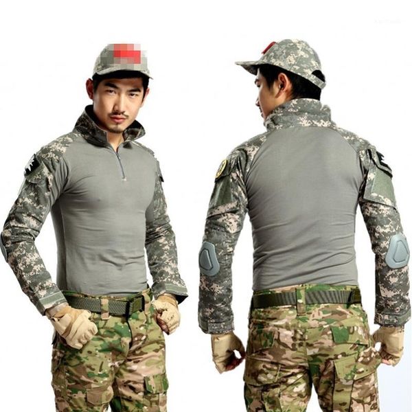 

outdoor shirts acu camouflage tactical shirt combat bdu uniform men long sleeve quick dry army t camo hunting hiking shirts1, Gray;blue