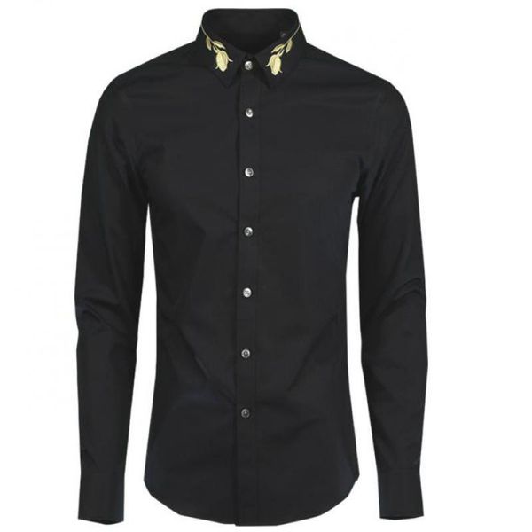 

2020 shirt shirt cotton 100% men fashion rose fit embroidery dimensional mens dress luxury long sleeve casual three slim fcihw