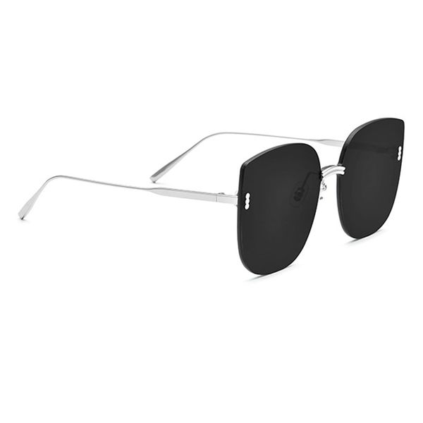 

rimless black lens sier frame titanium uv400 fashion women sunglasses come with box size:58-18-147mm, White;black