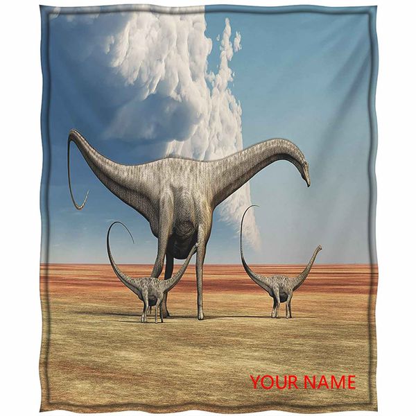 

юрский персонализированный бросок, мать диплодокус динозавров гуляет вместе со своим выводом молодых облаков diy одеяло, мягкий дышащий