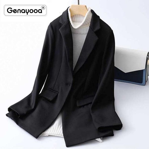 

genayooa office ladies slim blazer black blazer jacket for women jackets spring autumn casual long sleeve female1, White;black