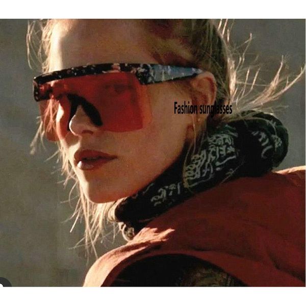 

sunglasses oversized shield women men retro rivet gradient one piece windproof mask sun glasses flat goggle fml, White;black