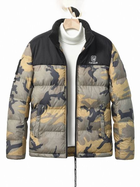 

men camo & letter graphic zip up puffer coat without sweater z7as#, Black;brown