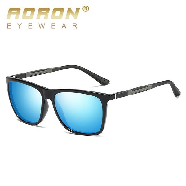

sunglasses aoron mens classic square aluminum magnesium leg mirror polarized men sun glasses uv400 eyewear 387, White;black